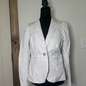 J. Crew Women’s Black White Polka Dot Fitted Blazer Work Business Casual Y2K